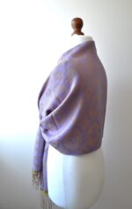 Baby Alpaca and Silk Peruvian Shawl: Lilac and Beige softness - Image 7
