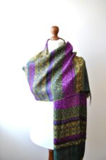 Baby Alpaca and Silk Peruvian Shawl: Elegant dark green with color touches - Image 4