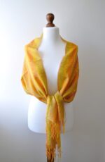 Baby Alpaca and Silk Peruvian Shawl: Energetics Sun Colors - Image 7