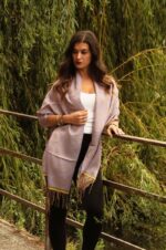 Baby Alpaca and Silk Peruvian Shawl: Lilac and Beige softness