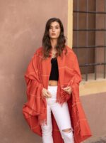 Luxurious Checkered Baby-Alpaca Throws | Peruvian Baby-Alpaca blanket- Vibrant Coral-Red - Image 2