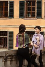 Baby Alpaca and Silk Peruvian Shawl: Elegant dark green with color touches - Image 2