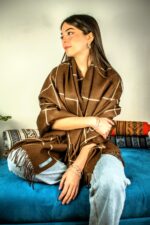 Baby Alpaca Throw Blanket — in brown — Handwoven in Peru — Checkered Heritage Weave • Loomed for Warmth — Ethical Luxury