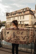 Peruvian Patterned Scarf-Shawl | Reversible DArk Red - Pink - Beige | Inka Peruvian Pashmina - Image 2