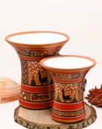 Couple of Inca Ceremonial Vase - Keros in Earth Tones, Brown and Orange - Inca Keros Peru - Image 4