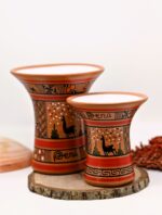 Couple of Inca Ceremonial Vase - Keros in Earth Tones, Brown and Orange - Inca Keros Peru - Image 3