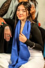 Stylish 100% Baby Alpaca Scarf | AAA Quality | Light gray (silver), Dark gray and Lavender hues - Image 2