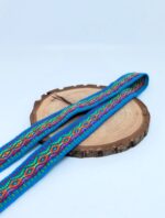 Cinta en lana bohemia tejida a mano en jacquard de 2,5 cm por metro - Andean Pérou Inca Craft - Geometría turquesa - Image 2