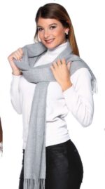 Stylish 100% Baby Alpaca Scarf | AAA Quality | Light gray (silver), Dark gray and Lavender hues - Image 3
