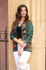 Chaleco tipo jersey en bebé alpaca verde - Diseño Inca - Fibra 100% natural | Artesanía peruana - Image 2