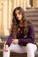 Mauve-Purple Baby Alpaca Vest Pullover - Inca Design - 100% Natural Fiber | Peruvian Craftsmanship - Image 3