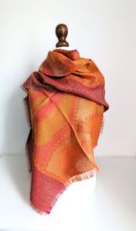 Baby Alpaca and Silk Peruvian Shawl: Energetics Orange Sun Colors