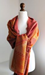 Baby Alpaca and Silk Peruvian Shawl: Energetics Orange Sun Colors - Image 3
