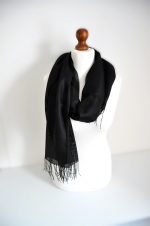 Baby Alpaca and Silk Peruvian Shawl: Black & White - Image 2