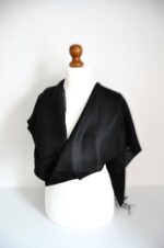 Baby Alpaca and Silk Peruvian Shawl: Black & White - Image 4