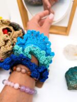 Hand-Knitted 100% Peruvian Cotton Scrunchie - Soft, Stylish, Sustainable - Variations of blues