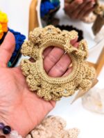 Hand-Knitted 100% Peruvian Cotton Scrunchie - Soft, Stylish, Sustainable - variations from beige to brown - Image 4