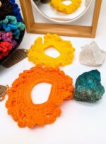 Hand-Knitted 100% Peruvian Cotton Scrunchie - Soft, Stylish, Sustainable - Sun colors - orange and yellow