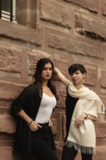 Baby Alpaca and Silk Peruvian Shawl: Black & White - Image 2