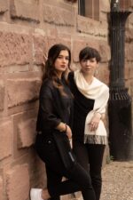 Baby Alpaca and Silk Peruvian Shawl: Black & White