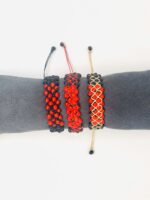 Handcrafted Peruvian Bracelet with 4 Tetra-Lines of Huayruros and Chirmi Seeds - Unique Drapeux Style - Image 2