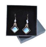 Set of 3 Handmade Earrings – Natural Gemstones: Moonstone, Serpentine & Malachite – Handcrafted in Alpaca Silver