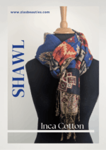 Peruvian Handwoven Cotton Shawl – Reversible Blue & Fiery Red Tones | Timeless Andean Elegance