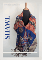 Peruvian Handwoven Cotton Shawl – Reversible Blue & Fiery Red Tones | Timeless Andean Elegance - Image 2
