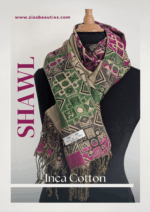 Soft Blush & Beige Peruvian Cotton Shawl – Handwoven Elegance with Inca-Inspired Motifs - Image 3