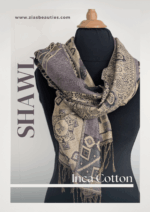 Grey-Lilac & Beige Peruvian cotton shawl – Handmade, Reversible & Ultra-Soft | Andean Inspired Wrap - Image 6