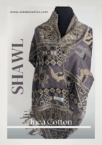 Grey-Lilac & Beige Peruvian cotton shawl – Handmade, Reversible & Ultra-Soft | Andean Inspired Wrap - Image 3