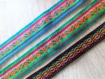 Set of 3 Handwoven Peruvian Ribbons – 100% Artisanal – 2m x 3.5cm (Turquoise & Green) and 2m of 2.5 cm (Black)