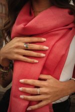 Coral Pink Baby Alpaca & Silk Shawl – Radiant Elegance | Handwoven Ethical Luxury - Image 5