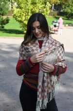 Beige & Brown Baby Alpaca & Silk Shawl – Earth Elegance | Ethical Handwoven Heritage - Image 5
