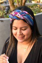 Steel Blue & Violet Handwoven Headband – Andean Aura Collection