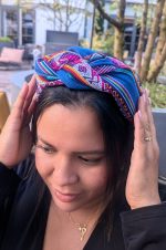 Steel Blue & Violet Handwoven Headband – Andean Aura Collection - Image 2