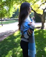 Blue Gray Baby Alpaca Scarf – 100% Baby Alpaca | Handwoven Reversible Check Pattern | Ethical Peruvian Luxury - Image 2