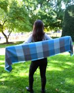 Blue Gray Baby Alpaca Scarf – 100% Baby Alpaca | Handwoven Reversible Check Pattern | Ethical Peruvian Luxury - Image 6