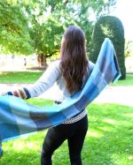 Blue Gray Baby Alpaca Scarf – 100% Baby Alpaca | Handwoven Reversible Check Pattern | Ethical Peruvian Luxury - Image 5