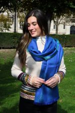 Blue & Turquoise Baby Alpaca & Silk Shawl – Sky Serenity | Reversible Andean Luxury - Image 9