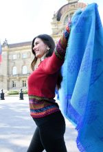 Blue & Turquoise Baby Alpaca & Silk Shawl – Sky Serenity | Reversible Andean Luxury - Image 4