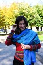 Blue & Turquoise Baby Alpaca & Silk Shawl – Sky Serenity | Reversible Andean Luxury - Image 3