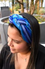 Deep & Light Blue Handwoven Headband – Andean Aura Collection