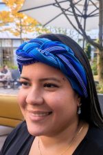Deep & Light Blue Handwoven Headband – Andean Aura Collection - Image 2