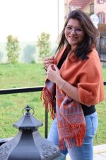 Orange & Grey Polar Cotton Shawl – The Glow of the Andes– The Heartbeat of the Andes – Andean Essence Collection