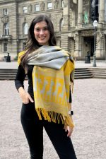 Mustard & Grey Polar Cotton Shawl – The Warm Glow of the Andes – Andean Essence Collection - Image 5