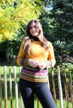 Mustard Yellow Baby Alpaca Pullover – Inca Borders | Andean Essence Collection - Image 3