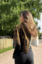 Black & Camel Polar Cotton Shawl – Timeless Sophistication, Andean Soul – Andean Essence Collection - Image 7