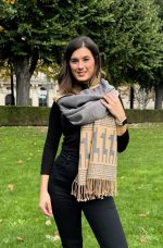 Camel & Beige/Grey Shawl – Desert Tones of Andean Elegance - Andean Essence Collection