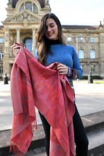 Red & Bronze Baby Alpaca & Silk Shawl – Abstract Inca Elegance | Ethical Handwoven Luxury
